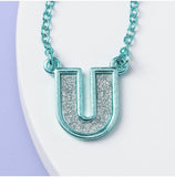 Girls' Teal "D" Initial Necklaces