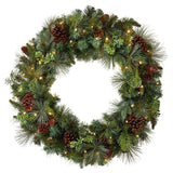 32" Pinecone LED Wreath