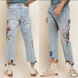 Embroidered Crop Jeans