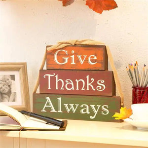 Give Thanks Wooden Block Decor
