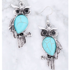 Turquoise Owl Earrings
