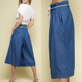 Chambray Paperbag Waist Culottes