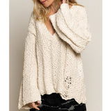 Distressed Wide Sleeve Sweater
