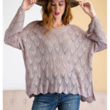 Open Knit Flare Sleeve Sweater